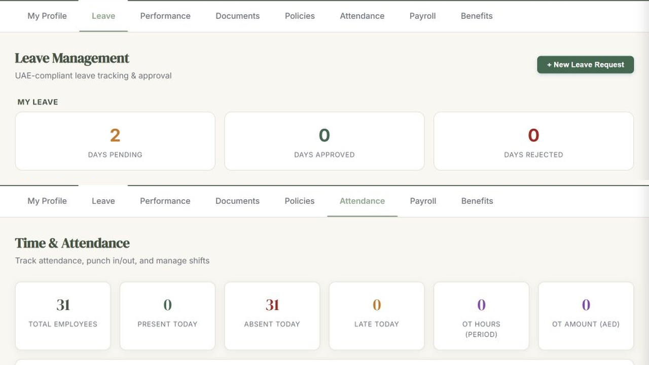 ZaitoonHR leave management and time attendance modules