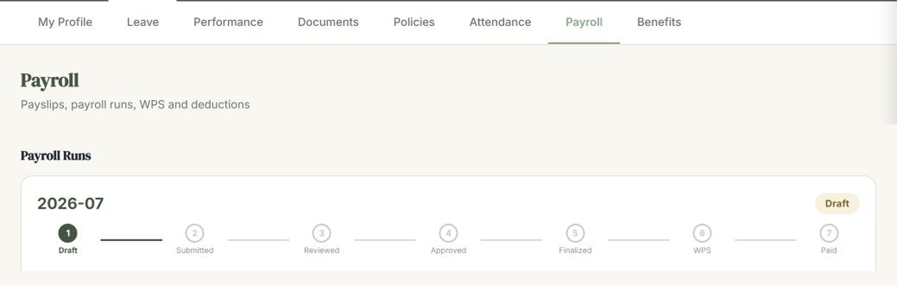 ZaitoonHR payroll approval and WPS workflow